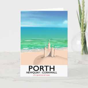 Porth Newquay Sandcastle-reseutskrift Helgkort