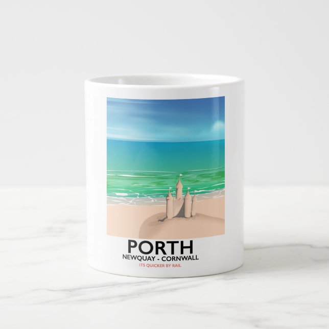 Porth Newquay Sandcastle-reseutskrift Jumbo Mugg (Framsidan)
