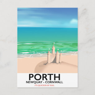 Porth Newquay Sandcastle-reseutskrift Vykort