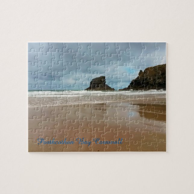 Porthcothan fjärd Cornwall England Pussel (Horisontell)
