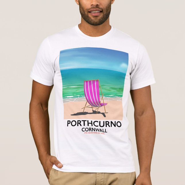 Porthcurno Cornwall-reseaffisch T Shirt (Framsida)