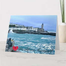 Porthleven Clocktower + Waiting for Fish Skulptur Kort
