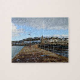 Porthleven Cornwall England i vinter Pussel