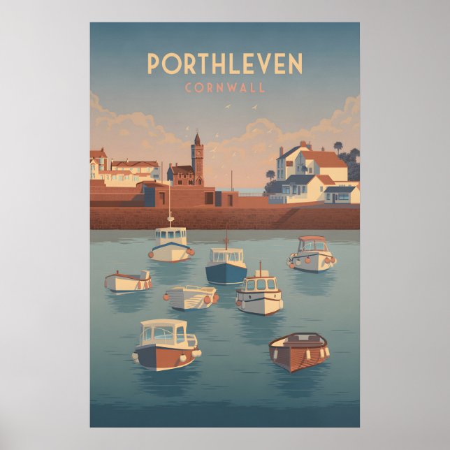 Porthleven Cornwall Resemalmanusplakat Poster (Framsidan)