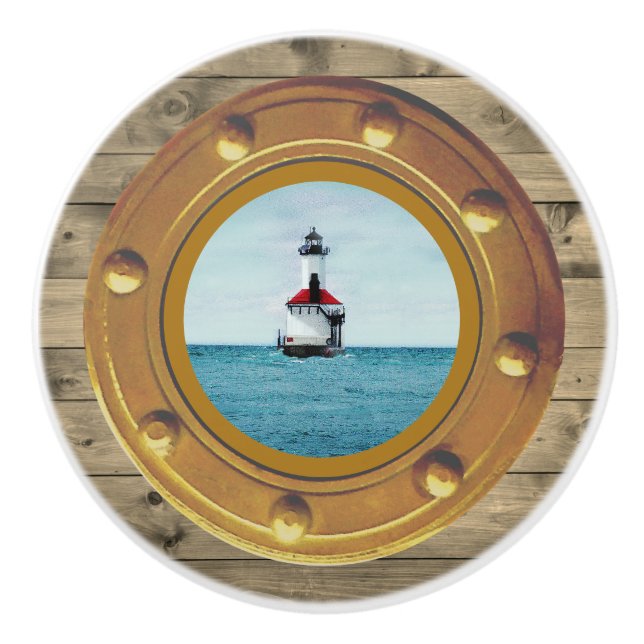 Porthole Lighthouse Keramisk Knap Knopp (Framsidan)