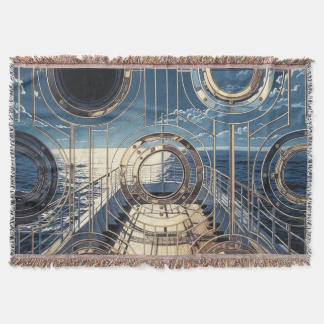 Porthole Nautical Ocean Liner Luxury Art Deco Filt (Framsidan)