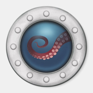 Porthole Window in the Deep Sea Steampunk Magnet