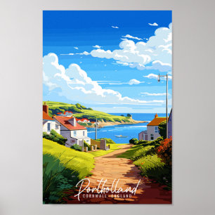 Portholland Cornwall England vintage resor Poster