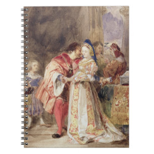 Portia och Bassanio, c.1826 (w/c, brunt bläck, Anteckningsbok