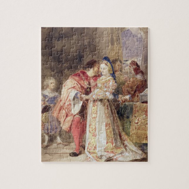 Portia och Bassanio, c.1826 (w/c, brunt bläck, Pussel (Vertikal)