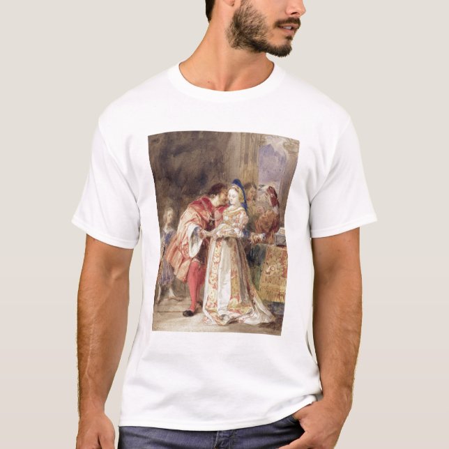 Portia och Bassanio, c.1826 (w/c, brunt bläck, T-shirt (Framsida)