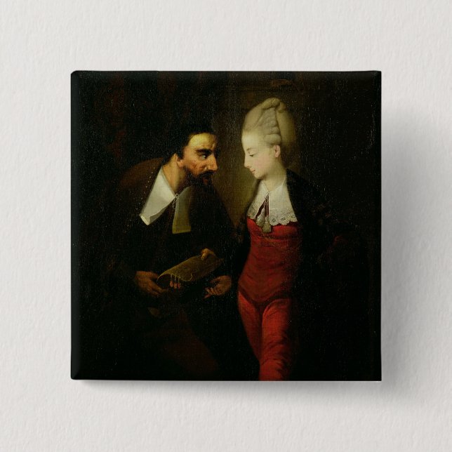 Portia och Shylock från "köpmannen av Venedig" A Knapp (Framsida)