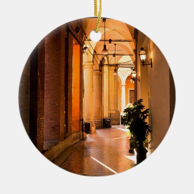 Portico i bolognaen, italien julgransprydnad keramik (Framsidan)