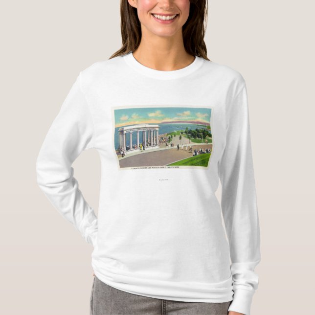 Porticoen över Plymouth sten beskådar av Plymouth T-shirt (Framsida)