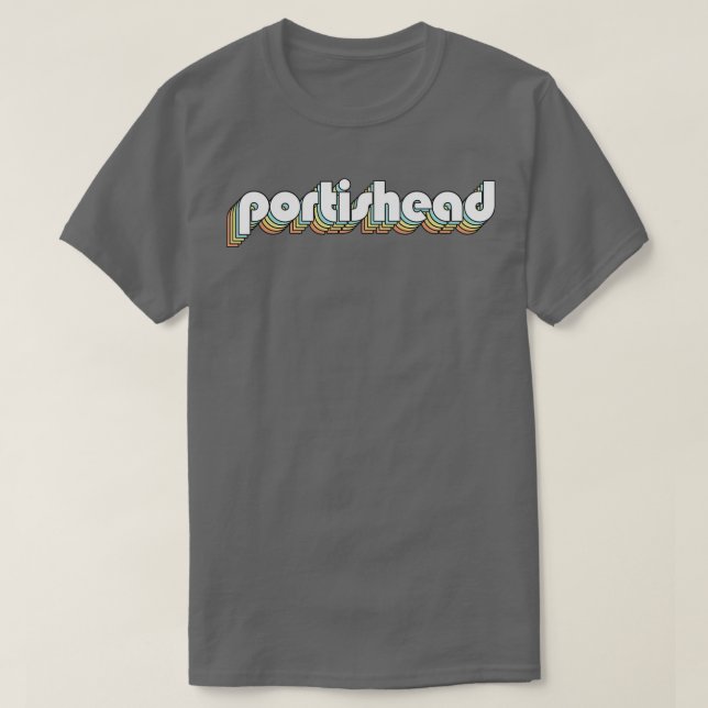 Portishead Retro Rainbow Typography Faded Stil T Shirt (Design framsida)