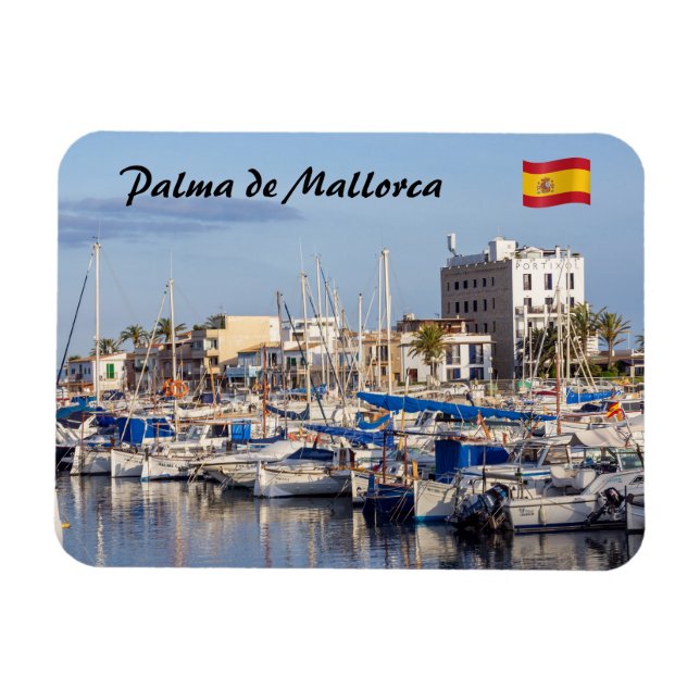 Portixol marina vid skymning - Palma de Mallorca Magnet (Horisontell)