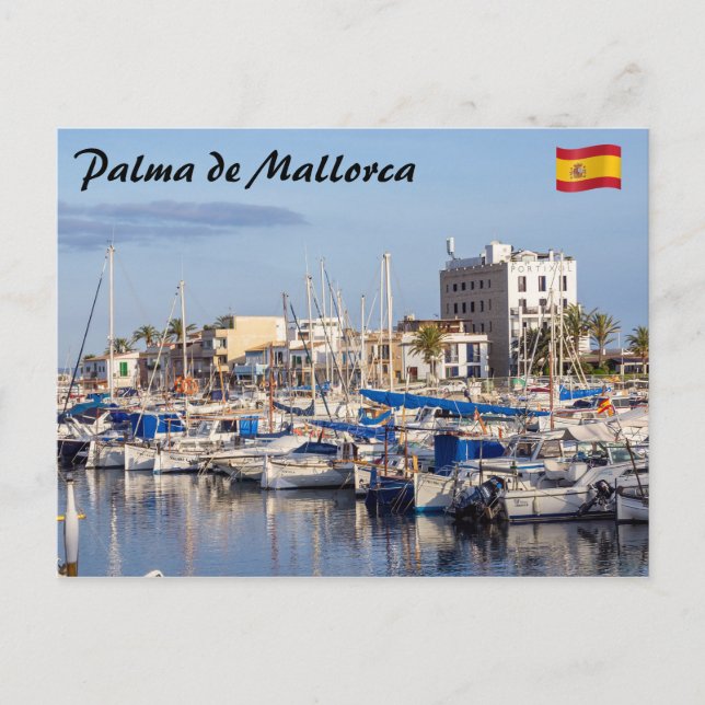 Portixol marina vid skymning - Palma de Mallorca Vykort (Framsida)