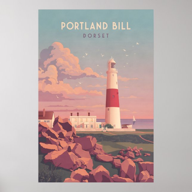Portland Bill fyr Dorset Resa Poster (Framsidan)