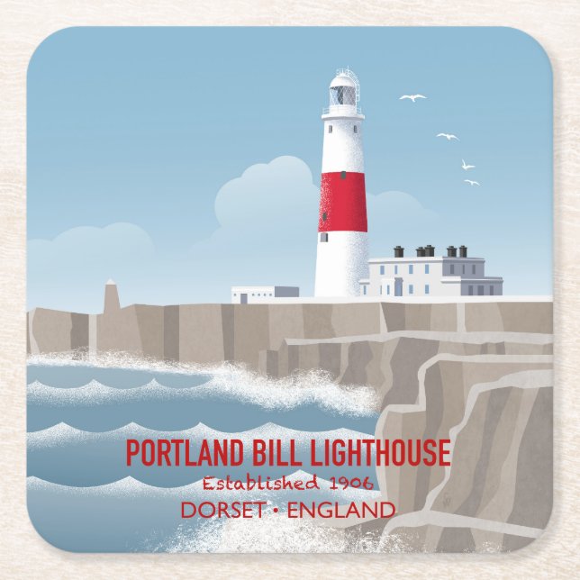 Portland Bill Lighthouse Underlägg Papper Kvadrat (Framsidan)