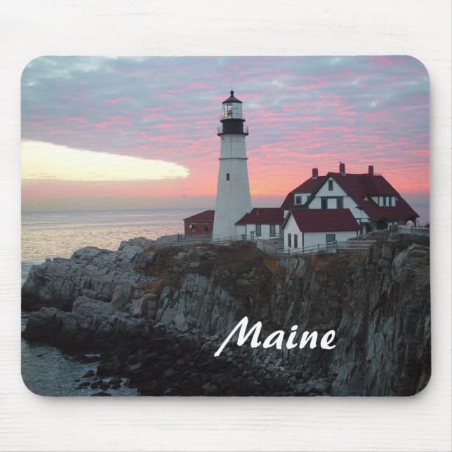 Portland billyktasoluppgång Maine Mousepad Musmatta (Framsidan)