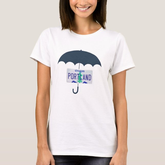 Portland Blue Parbrella Oregon License Plate TShir T Shirt (Framsida)