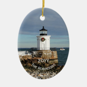 Portland Breakwater Lighthouse-jul Julgransprydnad Keramik