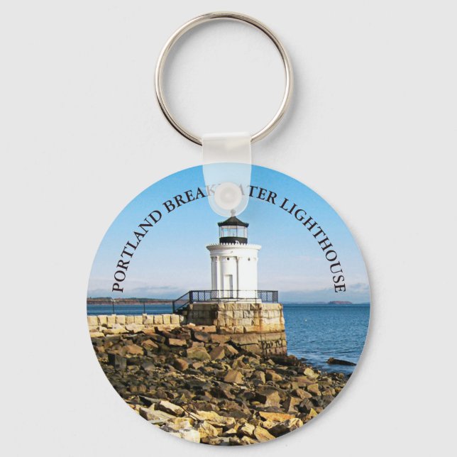 Portland Breakwater Lighthouse, Maine Keychain Nyckelring (Framsida)