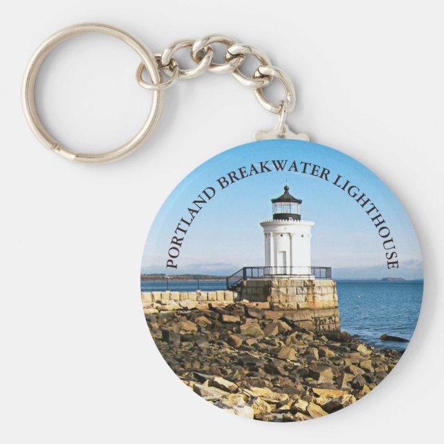 Portland Breakwater Lighthouse, Maine Keychain Nyckelring (Framsidan)