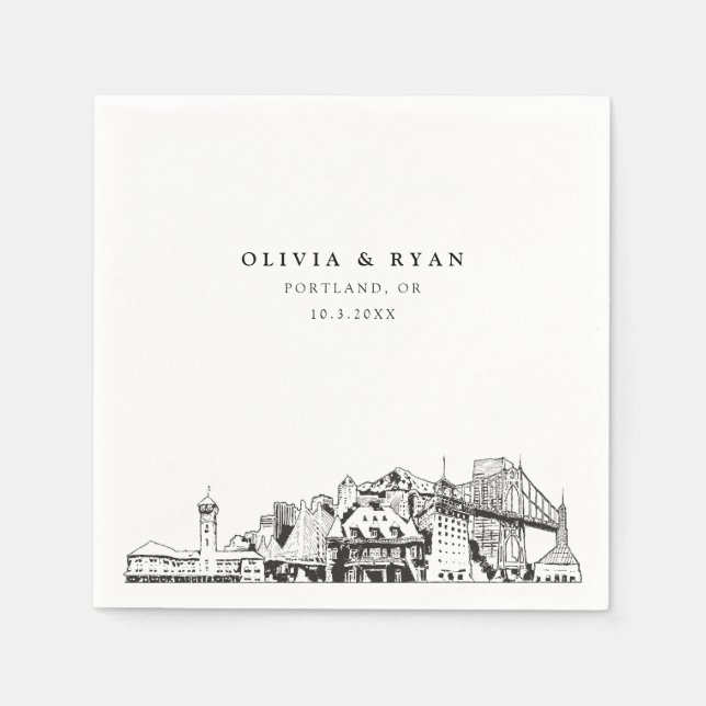 Portland Bröllop Papper Cocktail Napkin Pappersservett (Framsidan)