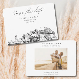 Portland Bröllop Skyline Skiss Spara datumet  Inbjudningar