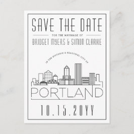 Portland Bröllop | Stiliserad Skyline Spara datum Vykort