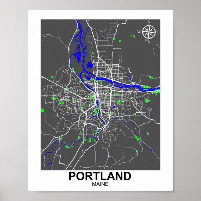 Portland City Karta Poster (Framsidan)