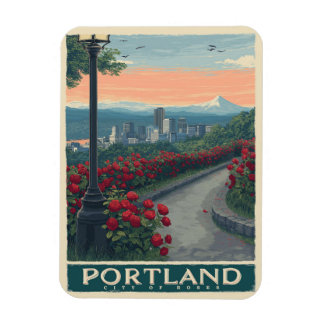 Portland City of Rosor - Ro Garden & Skyline Magnet
