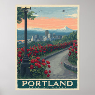 Portland City of Rosor - Ro Garden & Skyline Poster