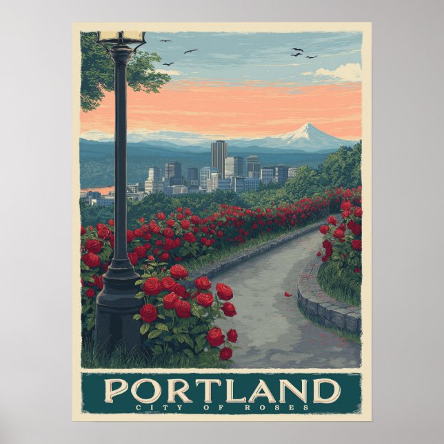 Portland City of Rosor - Ro Garden & Skyline Poster (Framsidan)