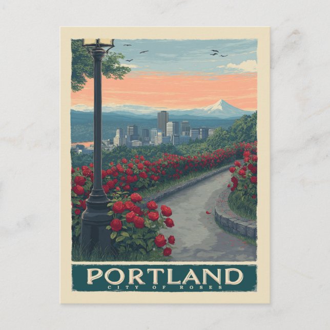 Portland City of Rosor - Ro Garden & Skyline Vykort (Framsida)