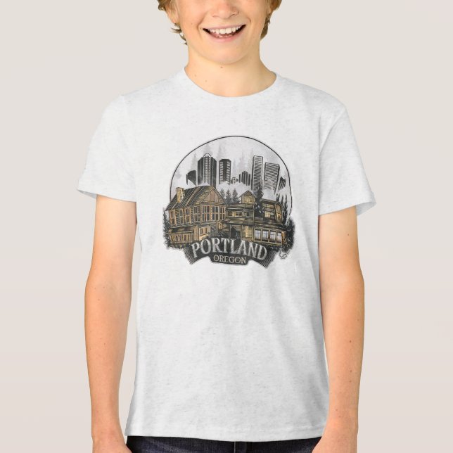 Portland City Oregon USA T Shirt (Framsida)