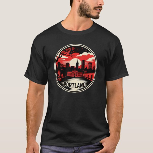 Portland City Oregon USA T Shirt (Framsida)