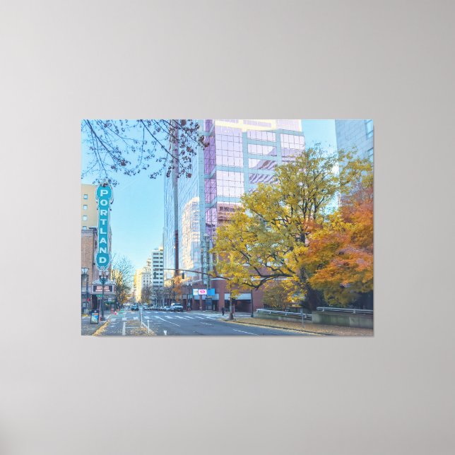 Portland Cityscape på hösten Canvastryck (Framsida)