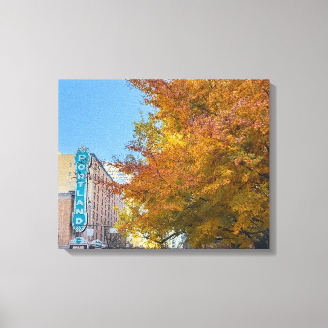 Portland Cityscape på hösten Canvastryck (Framsida)