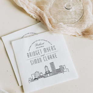 Portland Deco Skyline   Bröllop Event Napkins Pappersservett