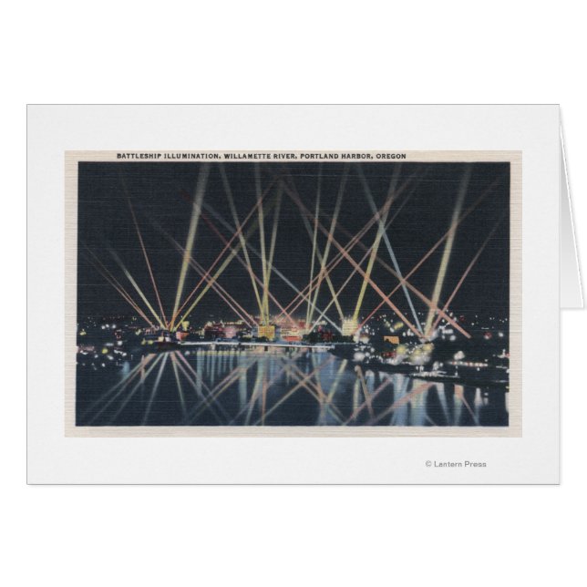 Portland, ELLER - Battleshöftbelysning Hälsningskort (Framsidan Horizontal)