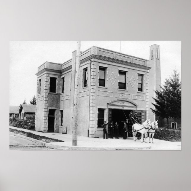 Portland, ELLER Fire Station #30 Horse Cart Poster (Framsidan)