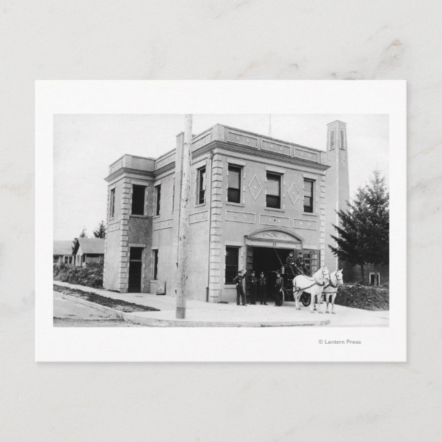 Portland, ELLER Fire Station #30 Horse Cart Vykort (Framsida)