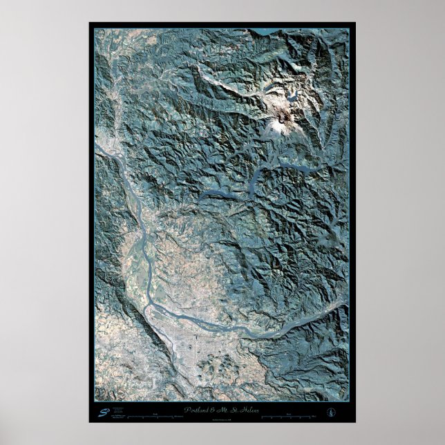 Portland, ELLER & Mt. St Helens-satellit poster (Framsidan)