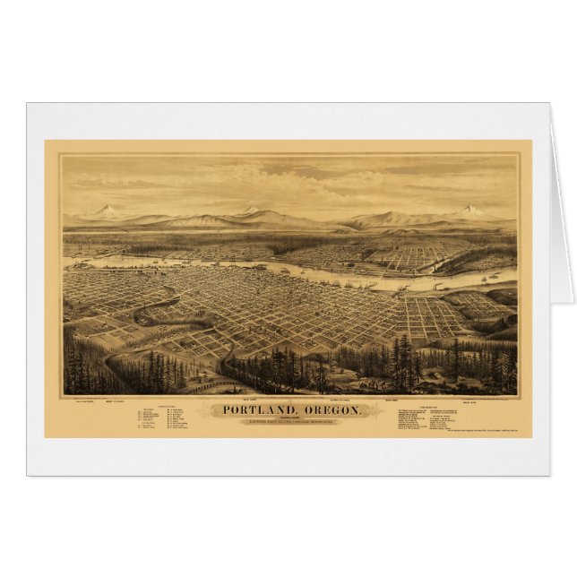 Portland ELLER panorama- karta - 1879 Hälsningskort (Framsidan Horizontal)