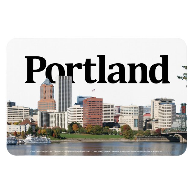 Portland eller Skyline med Portland i Himlar Magnet (Horisontell)