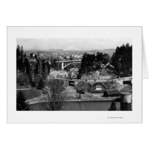 Portland, ELLER Town View från City Park Hälsningskort
