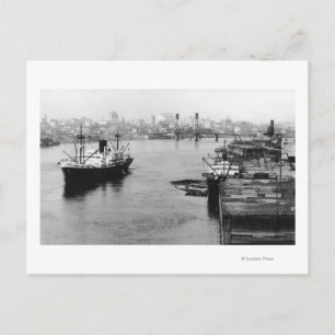 Portland, ELLER View Lumber Wharf och Ocean Liner Vykort
