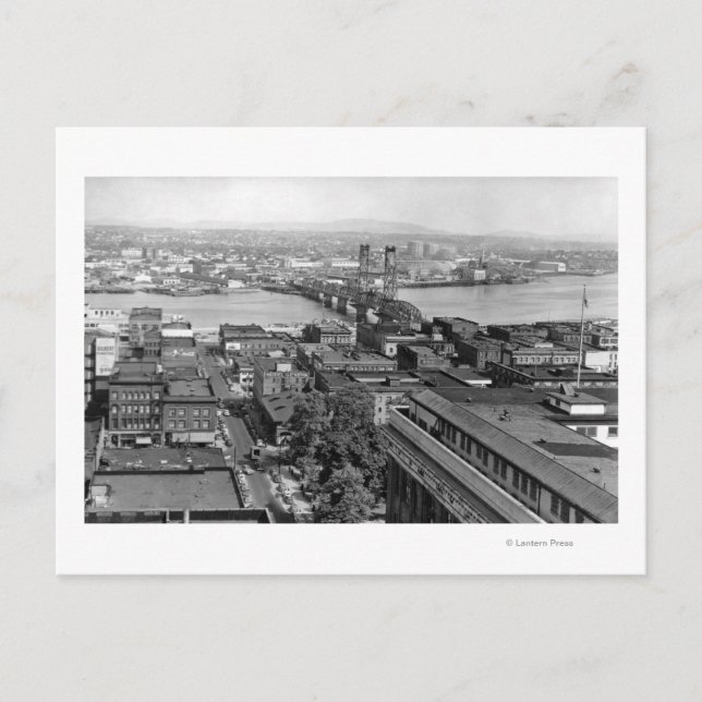 Portland, ELLER View of City och Hawthorne Bridge Vykort (Framsida)
